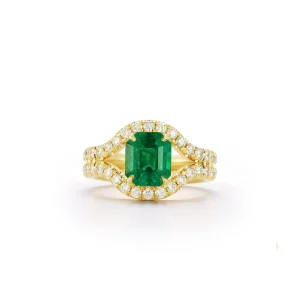 FORME Emerald and Pave Diamond Contour Ring