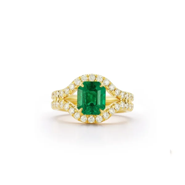 FORME Emerald and Pave Diamond Contour Ring