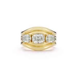 FORME Three-Stone Diamond Cushion Contour Ring