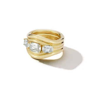 FORME Three-Stone Diamond Cushion Contour Ring