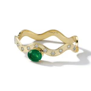 JW x Muzo Emerald and Diamond Wave Cuff