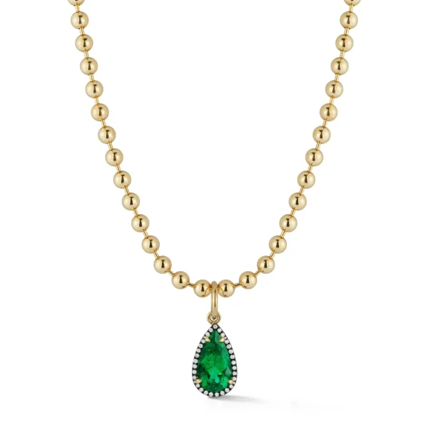 JW X MUZO Emerald Pear and Diamond Connexion Necklace