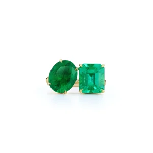 JW x MUZO Kissing Emerald Two Stone Ring