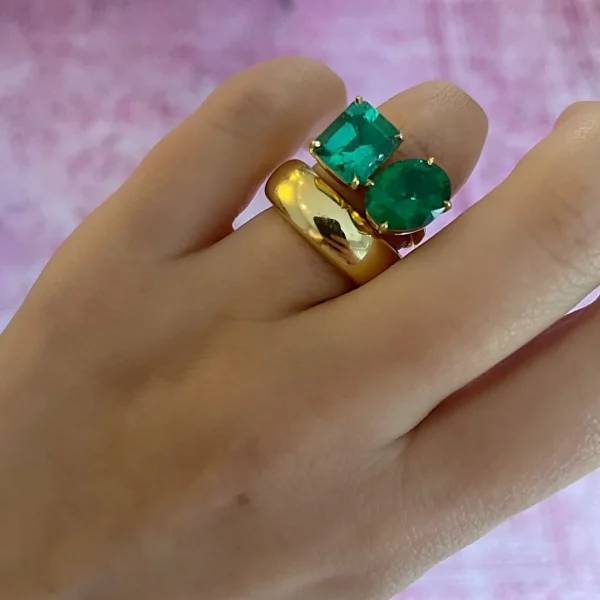 JW x MUZO Kissing Emerald Two Stone Ring