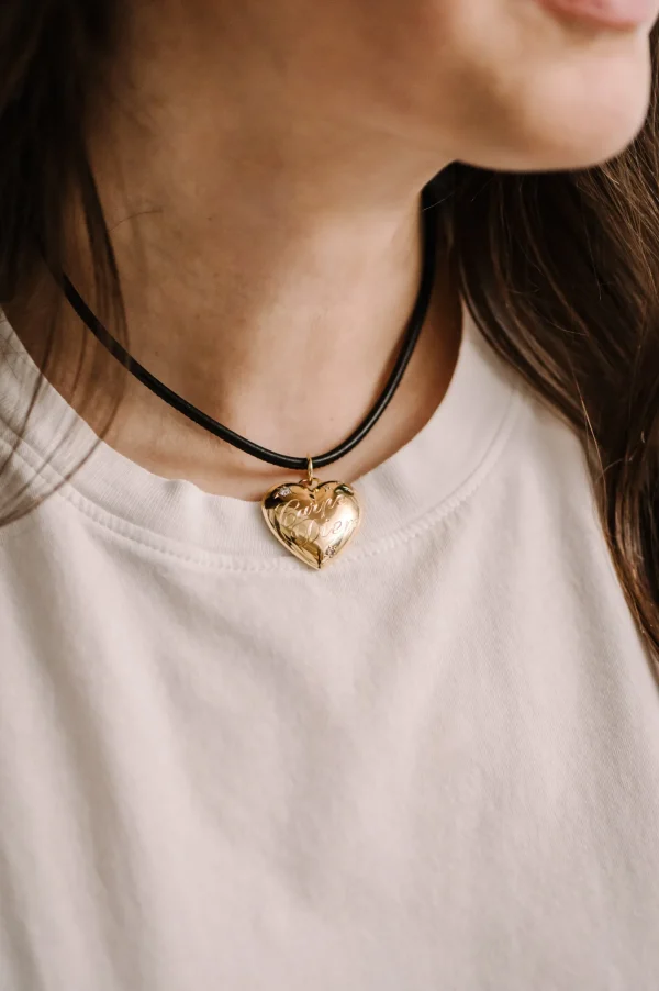 Love Notes Black Leather Cord Choker