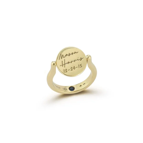 Love Notes Personalized Diamond Pinky Flip Signet Ring