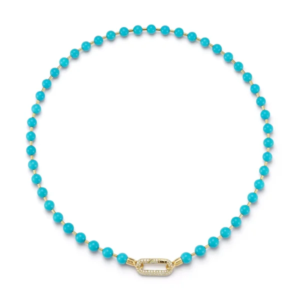 Love Notes Turquoise and Diamond Ball Chain Necklace