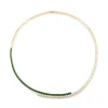 Modern Deco Diamond and Emerald Choker