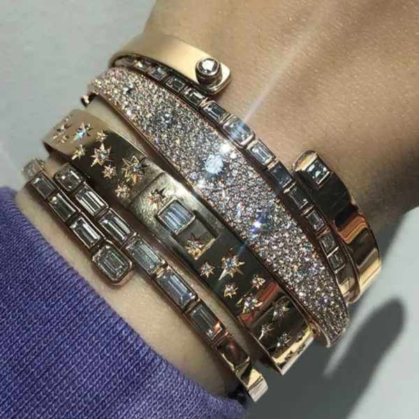 Modern Deco Diamond Baguette Crossover Bracelet