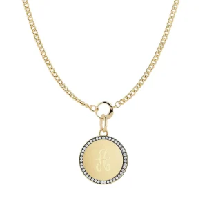 Personalized Gold and Pave Diamond Pendant