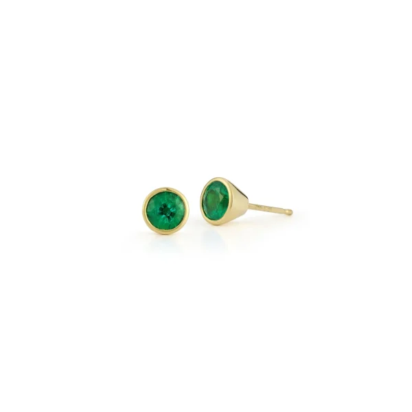 Prive Bezel Set Emerald Studs