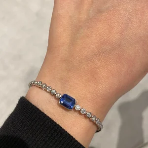 Prive Blue Sapphire and Diamond Tennis Bracelet