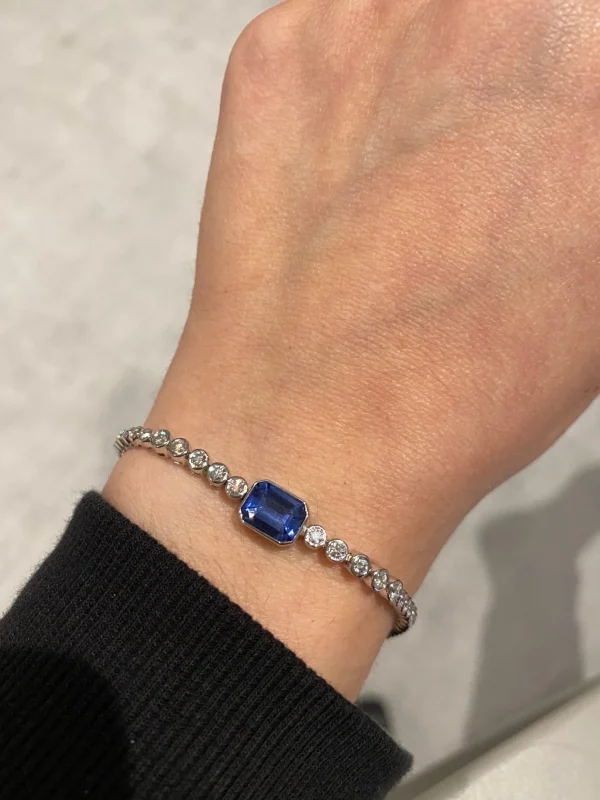 Prive Blue Sapphire and Diamond Tennis Bracelet