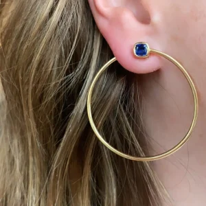 Prive Blue Sapphire Cushions Hoops