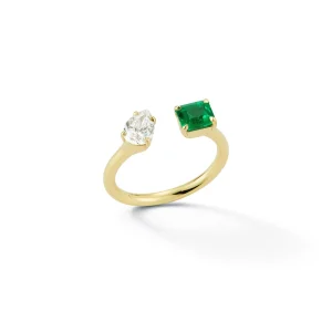 Prive Diamond Pear and Emerald Open Ring