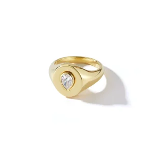 Prive Diamond Pear Signet Ring