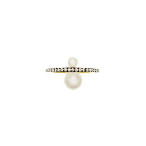 Prive Double White Pearl and Diamond Ring