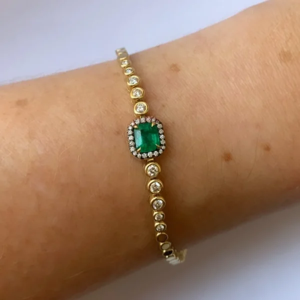 Prive Emerald and Diamond Tennis Bracelet