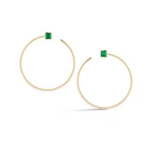 Prive Emerald Cushions Hoops