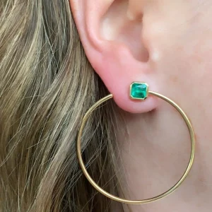 Prive Emerald Cushions Hoops