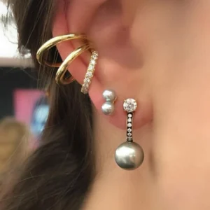 Prive Gold and Diamond Triple Ear Cuff