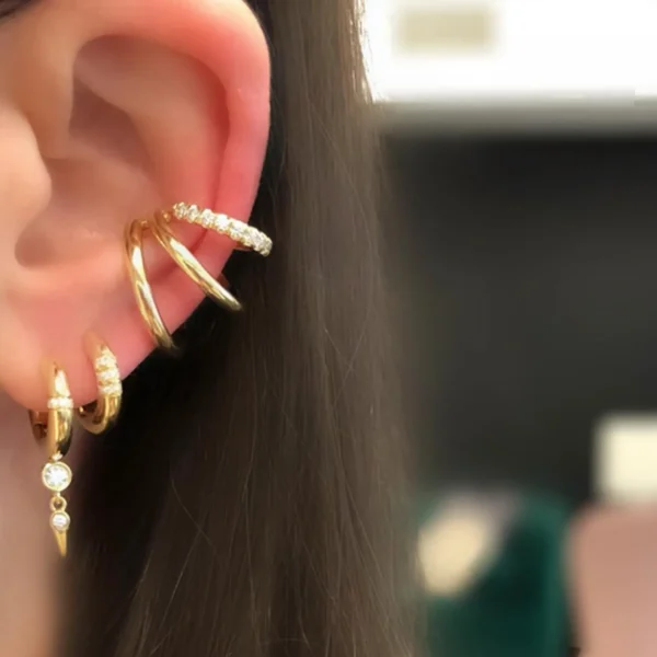 Prive Gold and Diamond Triple Ear Cuff