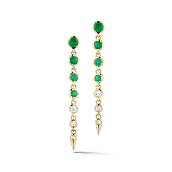 Prive Graduated Emerald and Diamond Drop Earrings