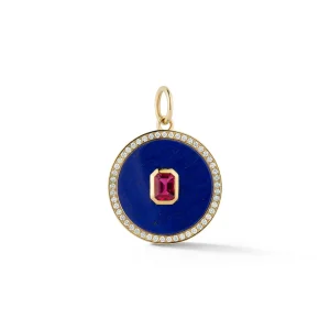 Prive Lapis, Rubellite and Diamond Pendant