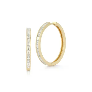 Prive Luxe Diamond Baguette Hoops