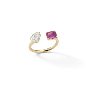 Prive Luxe Pink Sapphire and Diamond Open Ring