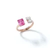 Prive Luxe Pink Sapphire and Double Diamond Pear Ring