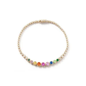 Prive Luxe Rainbow Sapphire and Diamond Tennis Bracelet