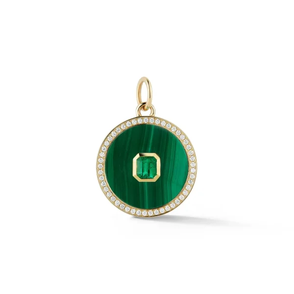 Prive Malachite, Emerald and Diamond Pendant