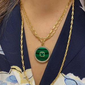 Prive Malachite, Emerald and Diamond Pendant