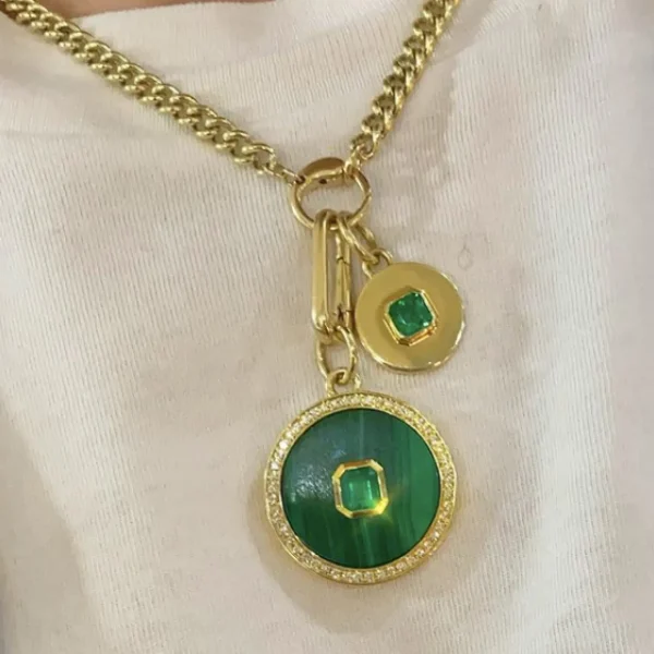 Prive Malachite, Emerald and Diamond Pendant