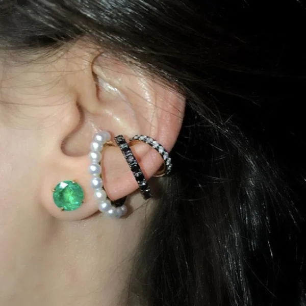 Prive Pearl and Diamond Triple Ear Cuff