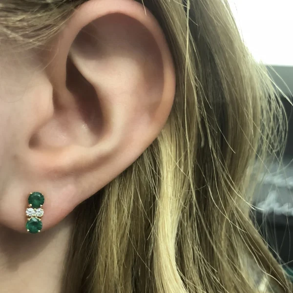 Prive Petite Double Emerald and Diamond Studs