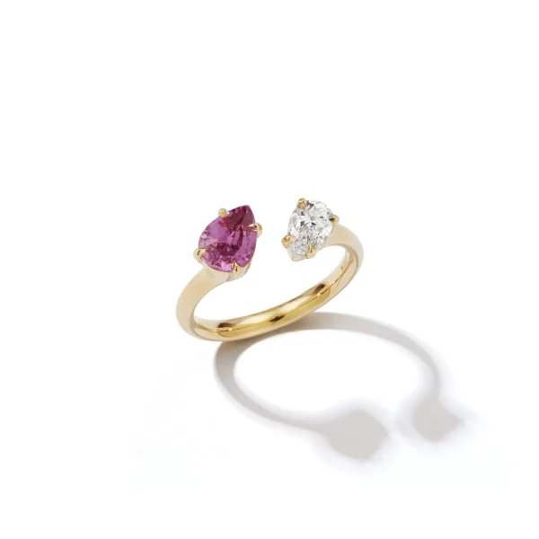 Prive Pink Sapphire and Diamond pear Yin Yang Ring