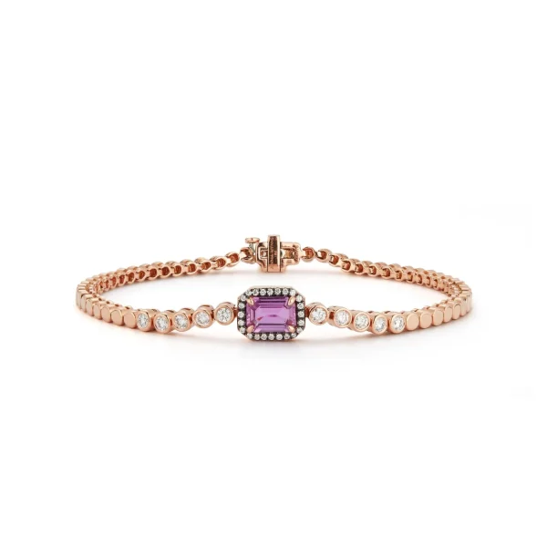 Prive Pink Sapphire and Diamond Tennis Bracelet