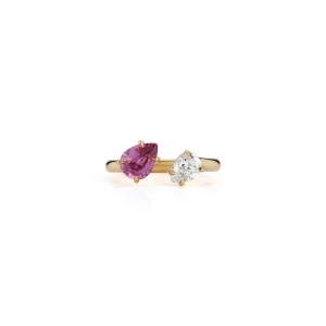 Prive Pink Sapphire and Diamond pear Yin Yang Ring