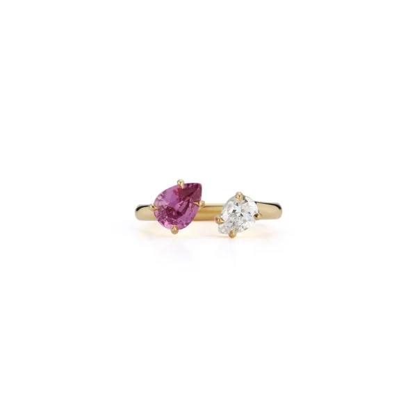 Prive Pink Sapphire and Diamond pear Yin Yang Ring