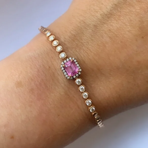 Prive Pink Sapphire and Diamond Tennis Bracelet