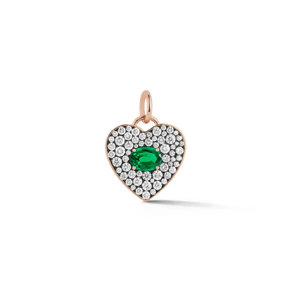 Prive Rose Gold Emerald Heart Pendant