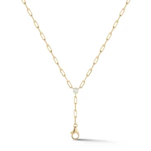 Prive Small Trace Chain Y Necklace with Bezel Set Diamond