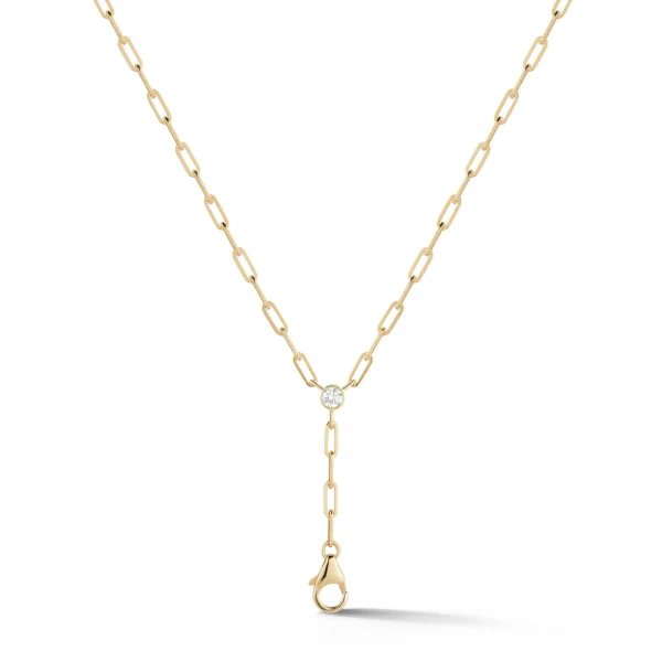 Prive Small Trace Chain Y Necklace with Bezel Set Diamond