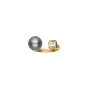 Prive Tahitian Pearl and Diamond Ring