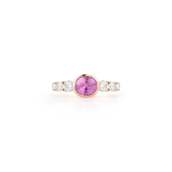 Toujours Bezel Set Oval Pink Sapphire and Diamond Ring