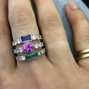 Toujours Bezel Set Oval Pink Sapphire and Diamond Ring