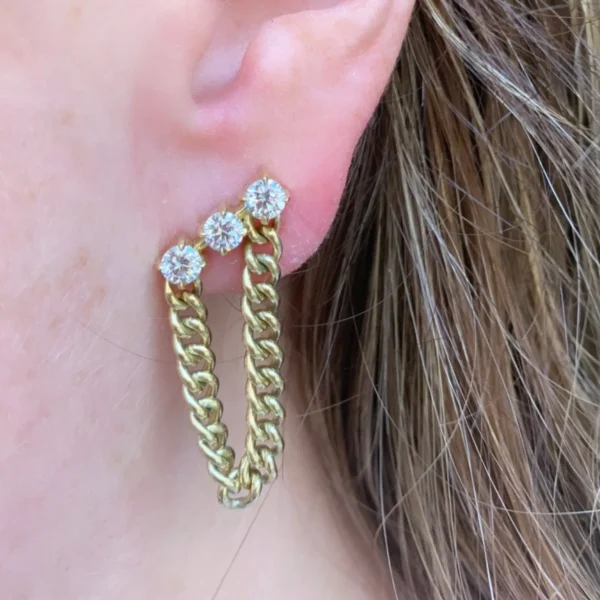 Toujours Diamond Studs with Draped Chain