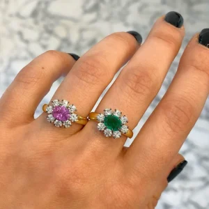 Toujours Emerald and Diamond Flower Ring